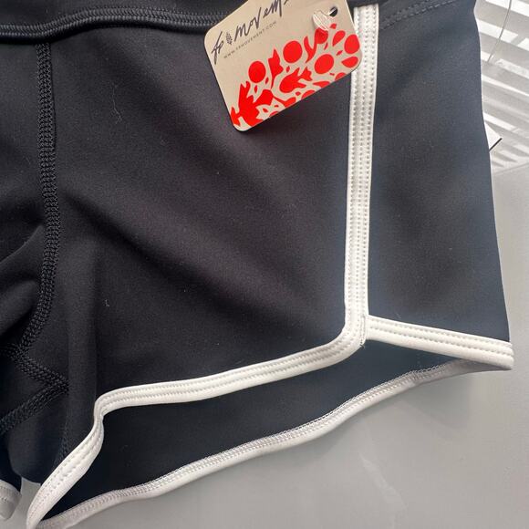 NWT FP Movement Black w/ White Piping Island Time High Waisted Shorts, Size S - Picture 8 of 11